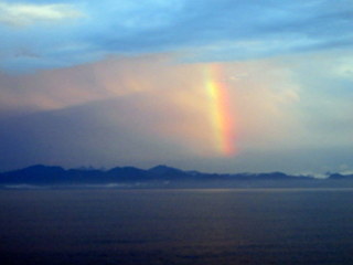 Sunrise rainbow over Fiji